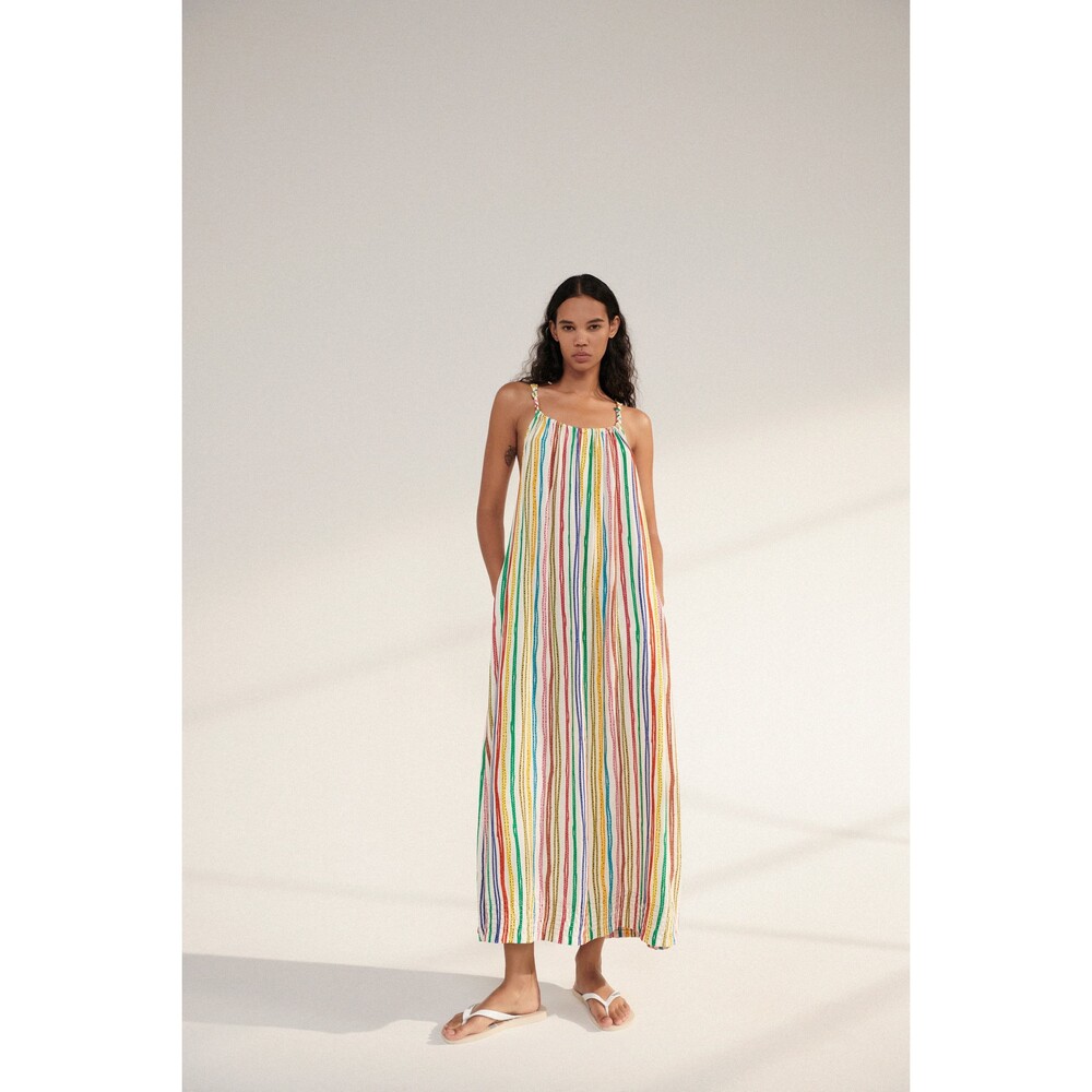 Zara Striped Linen Blend Maxi Dress (NWT)